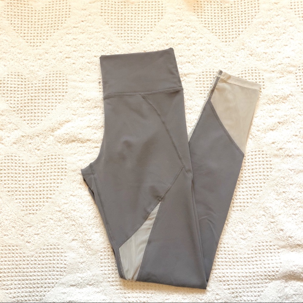 Fabletics Gray Leggings With Mesh Detail